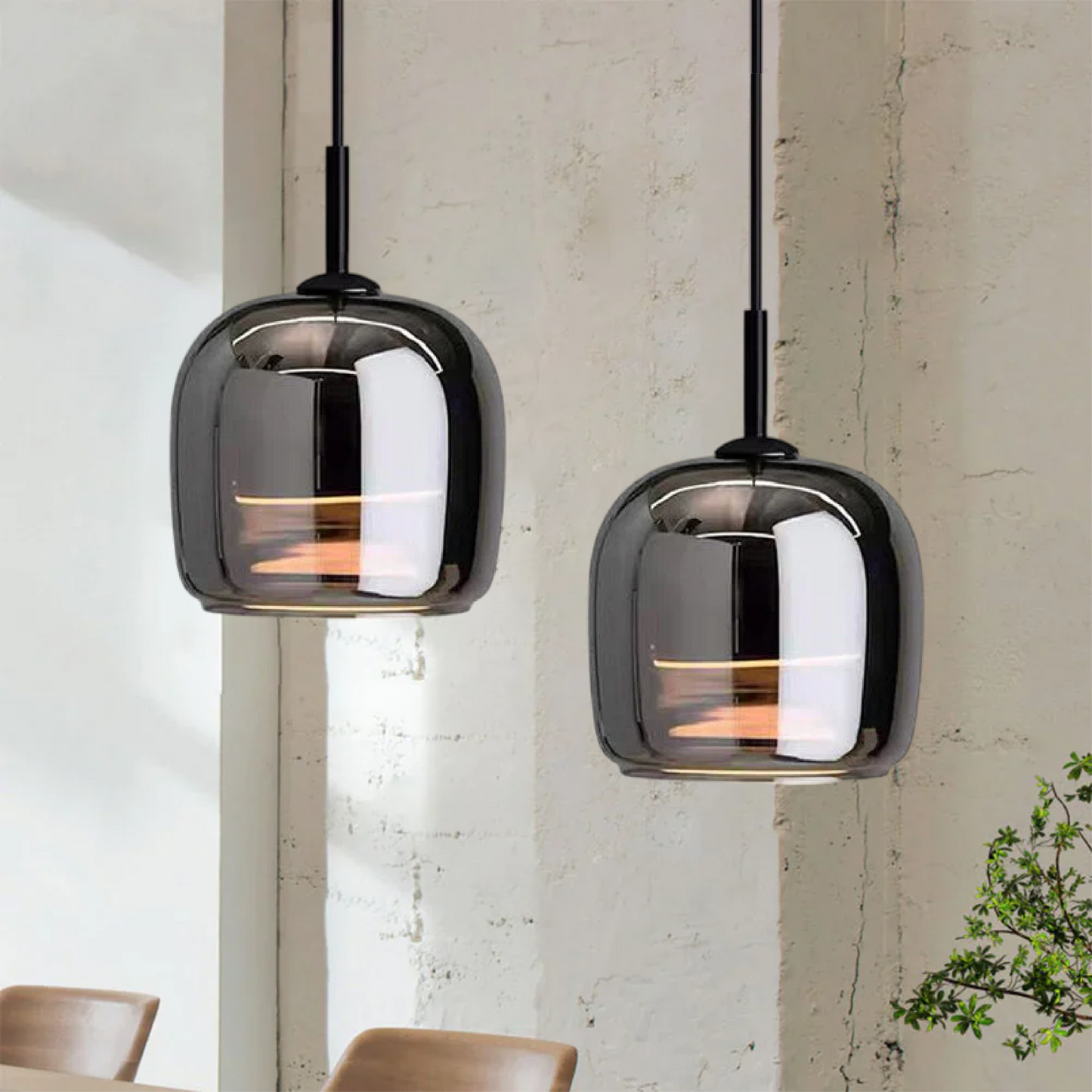 Lampa Wisząca LED Glazura z Szkła Dymionego – Nowoczesna Lampa do Salonu, Styl Nordycki 2
