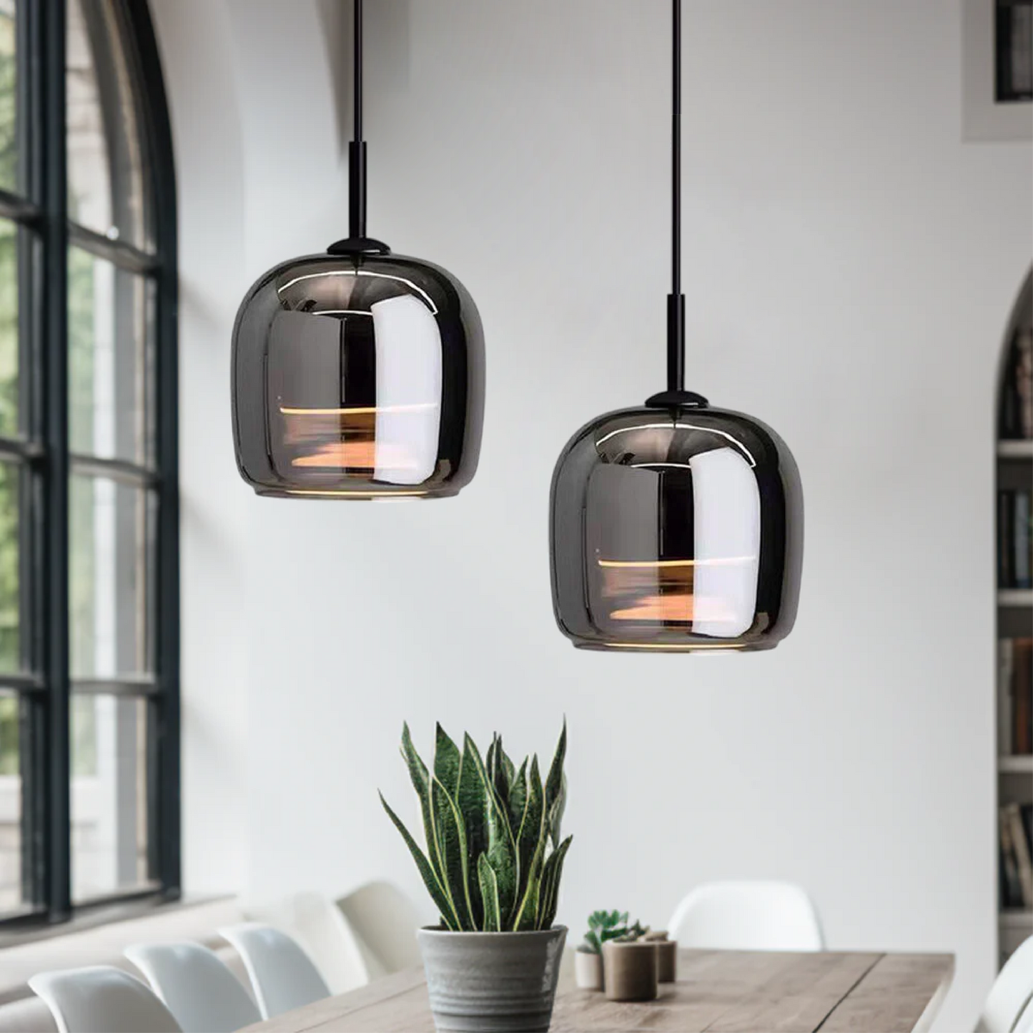 Lampa Wisząca LED Glazura z Szkła Dymionego – Nowoczesna Lampa do Salonu, Styl Nordycki 3