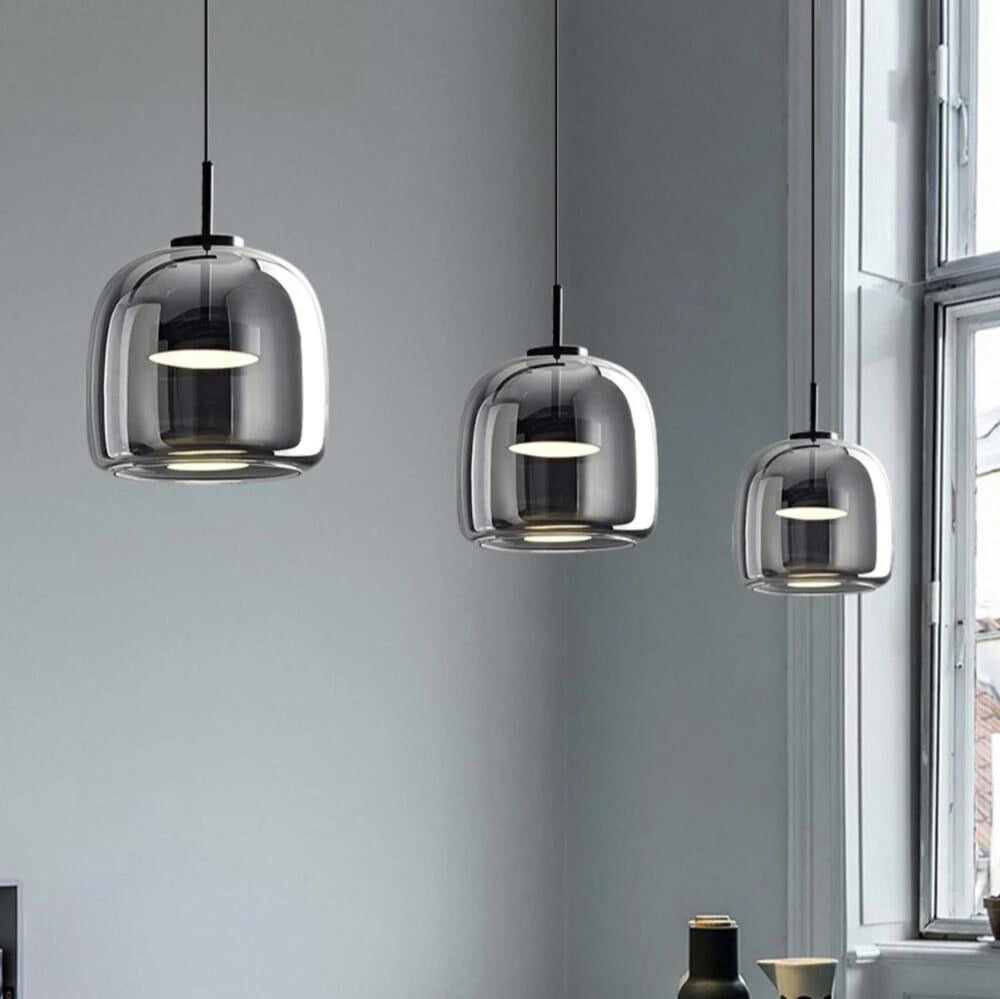 Lampa Wisząca LED Glazura z Szkła Dymionego – Nowoczesna Lampa do Salonu, Styl Nordycki 5