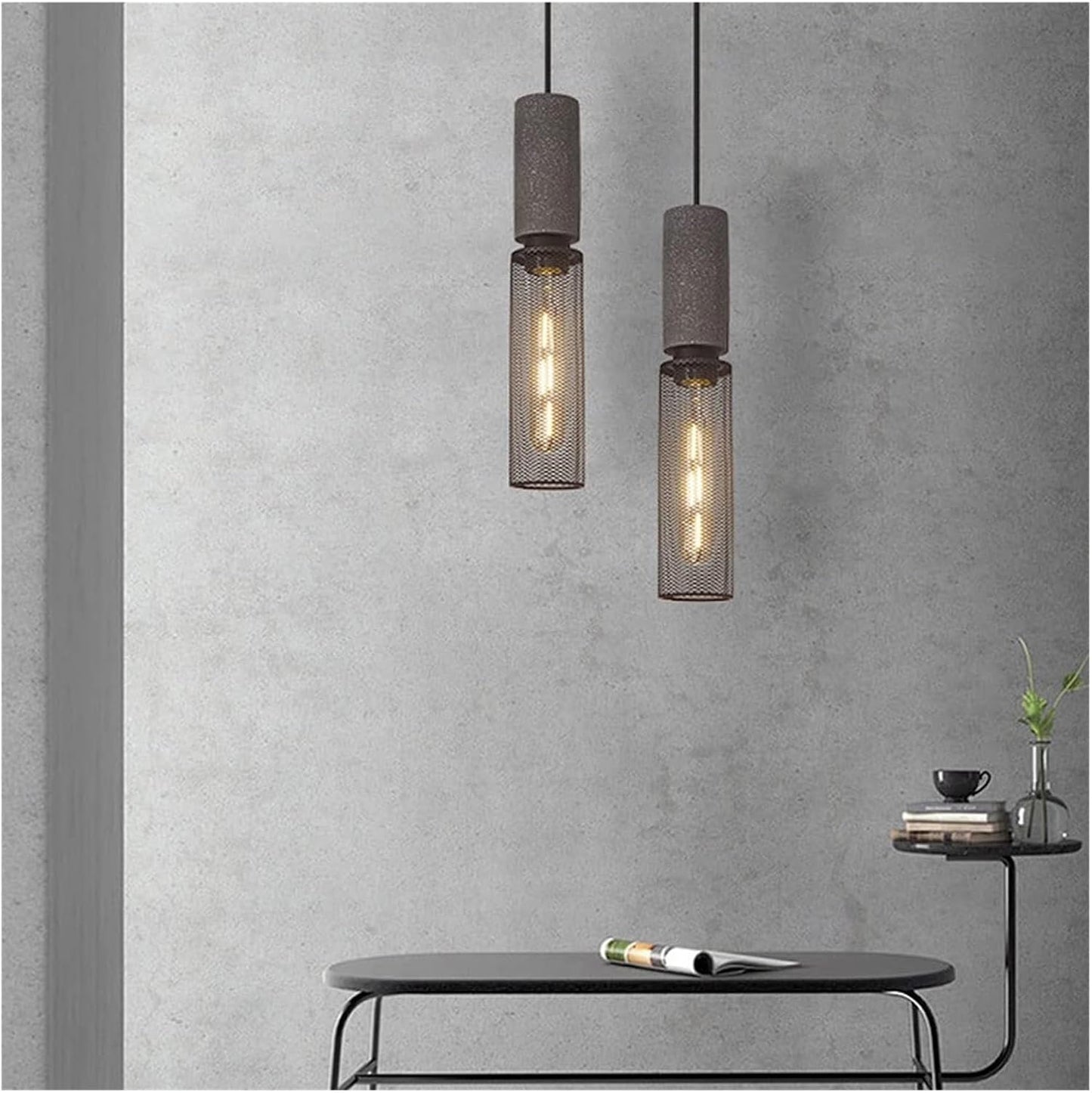 Lampa Wisząca LED z Betonu i Żelaza – Nowoczesna Lampa do Salonu i Restauracji, Styl Przemysłowy, Efektywne Oświetlenie 5