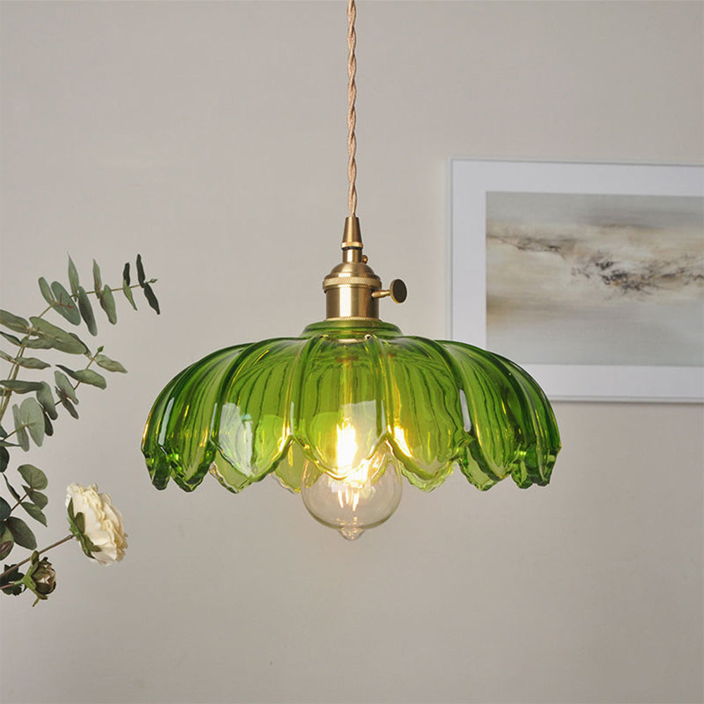 Lampa Wisząca Retro z Przezroczystego Szkła i Miedzianymi Akcentami – Nowoczesna Lampa do Salonów i Jadalni 0