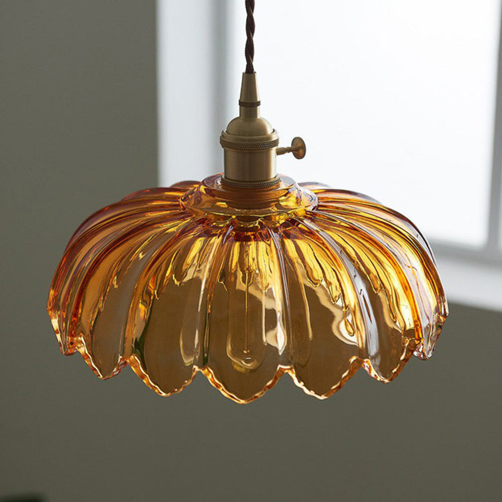 Lampa Wisząca Retro z Przezroczystego Szkła i Miedzianymi Akcentami – Nowoczesna Lampa do Salonów i Jadalni 2
