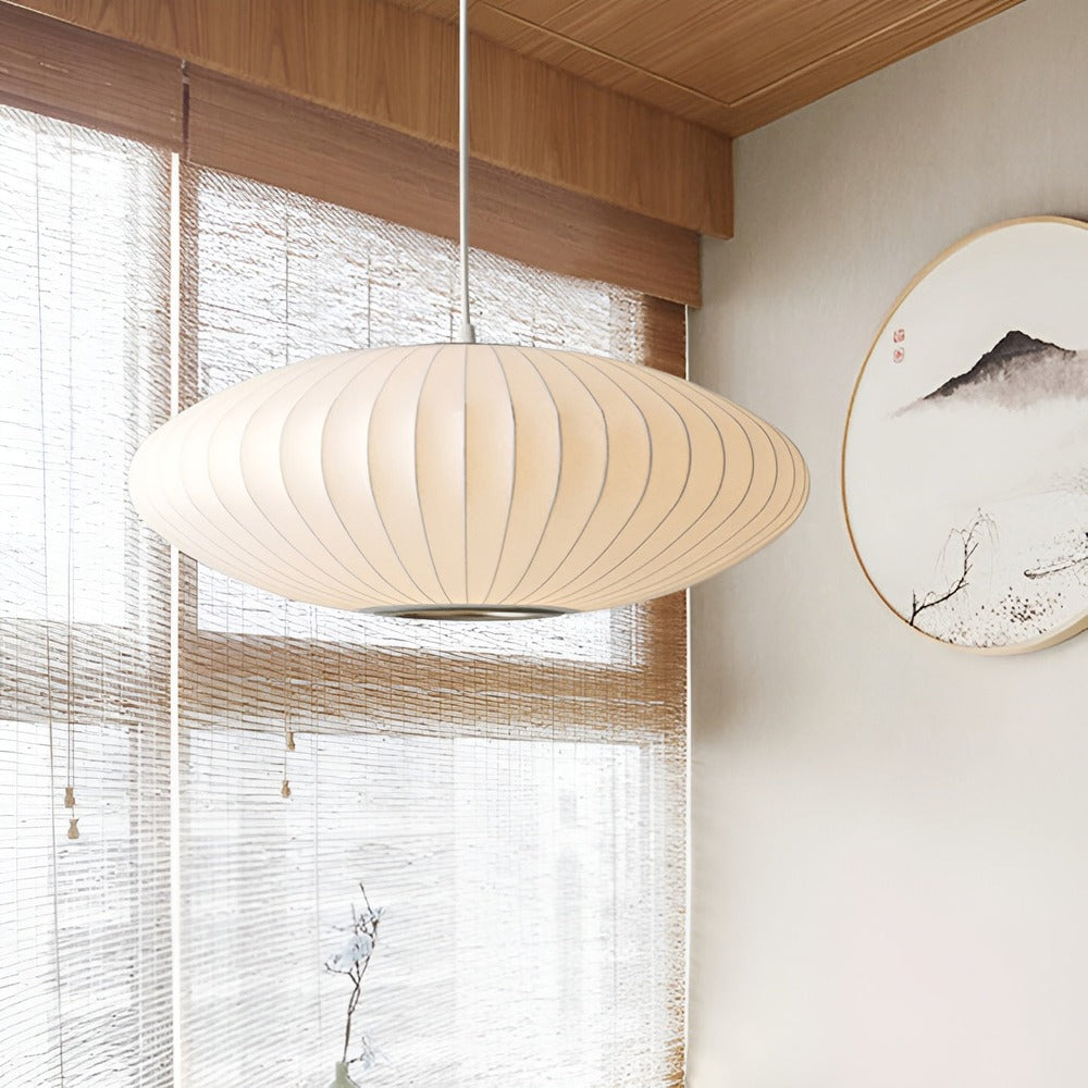 Lampa Wisząca RoundRipples z Białym Abażurem LED – Nowoczesna Lampa do Salonu, 50/60 cm, Okrągła Podsufitka 2