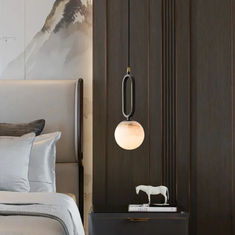 Lampa Wisząca z Naturalnego Marmuru Hulda – Nowoczesna Lampa do Salonu i Jadalni, Oświetlenie Nad Stół, Minimalistyczny Design 3