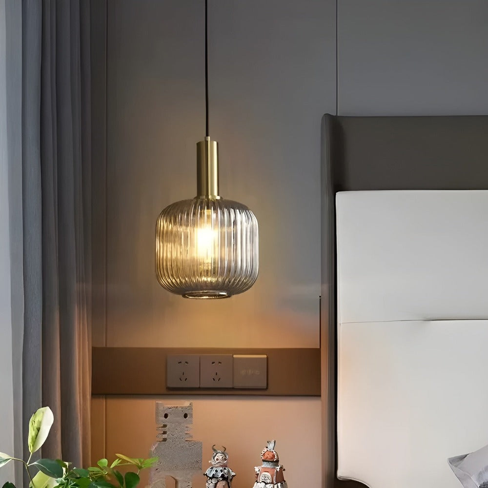 Lampa Wisząca z Ribbowanym Szkłem – Vintage Oświetlenie do Salonu, Różne Rozmiary i Kolory 4