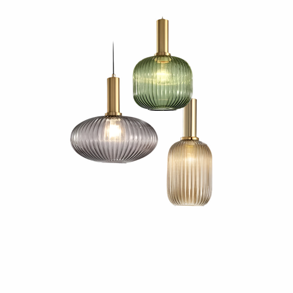 Lampa Wisząca z Ribbowanym Szkłem – Vintage Oświetlenie do Salonu, Różne Rozmiary i Kolory 6