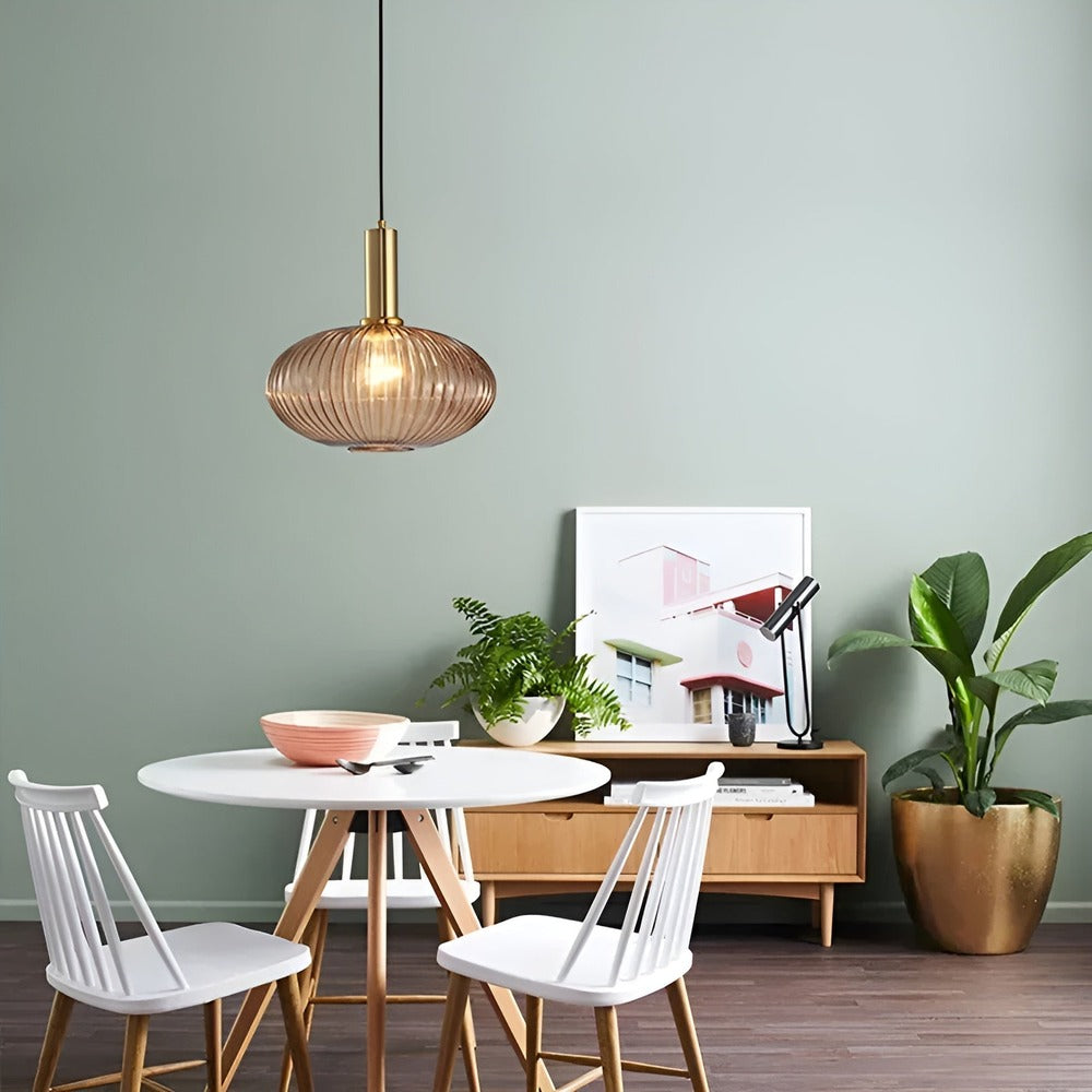 Lampa Wisząca z Ribbowanym Szkłem – Vintage Oświetlenie do Salonu, Różne Rozmiary i Kolory 7