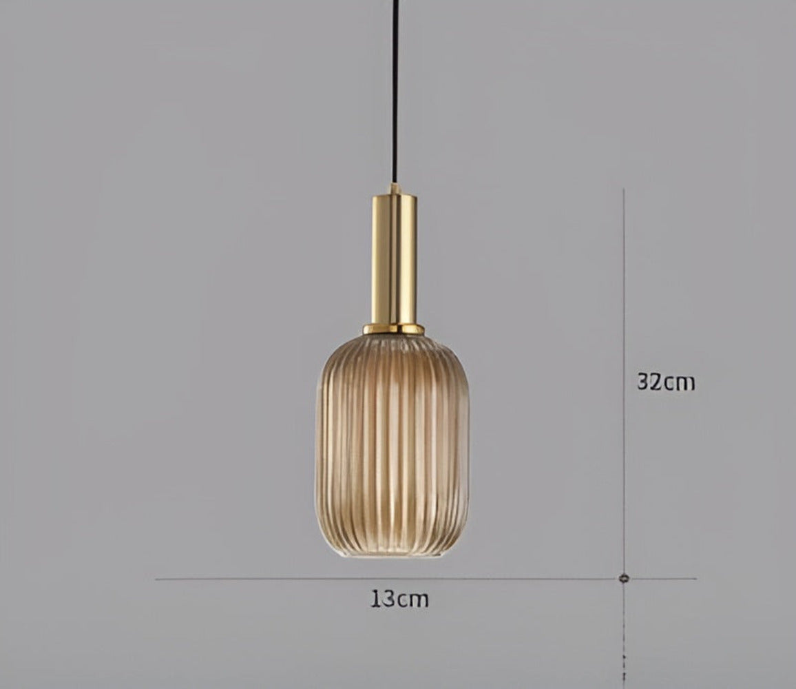 Lampa Wisząca z Ribbowanym Szkłem – Vintage Oświetlenie do Salonu, Różne Rozmiary i Kolory 8
