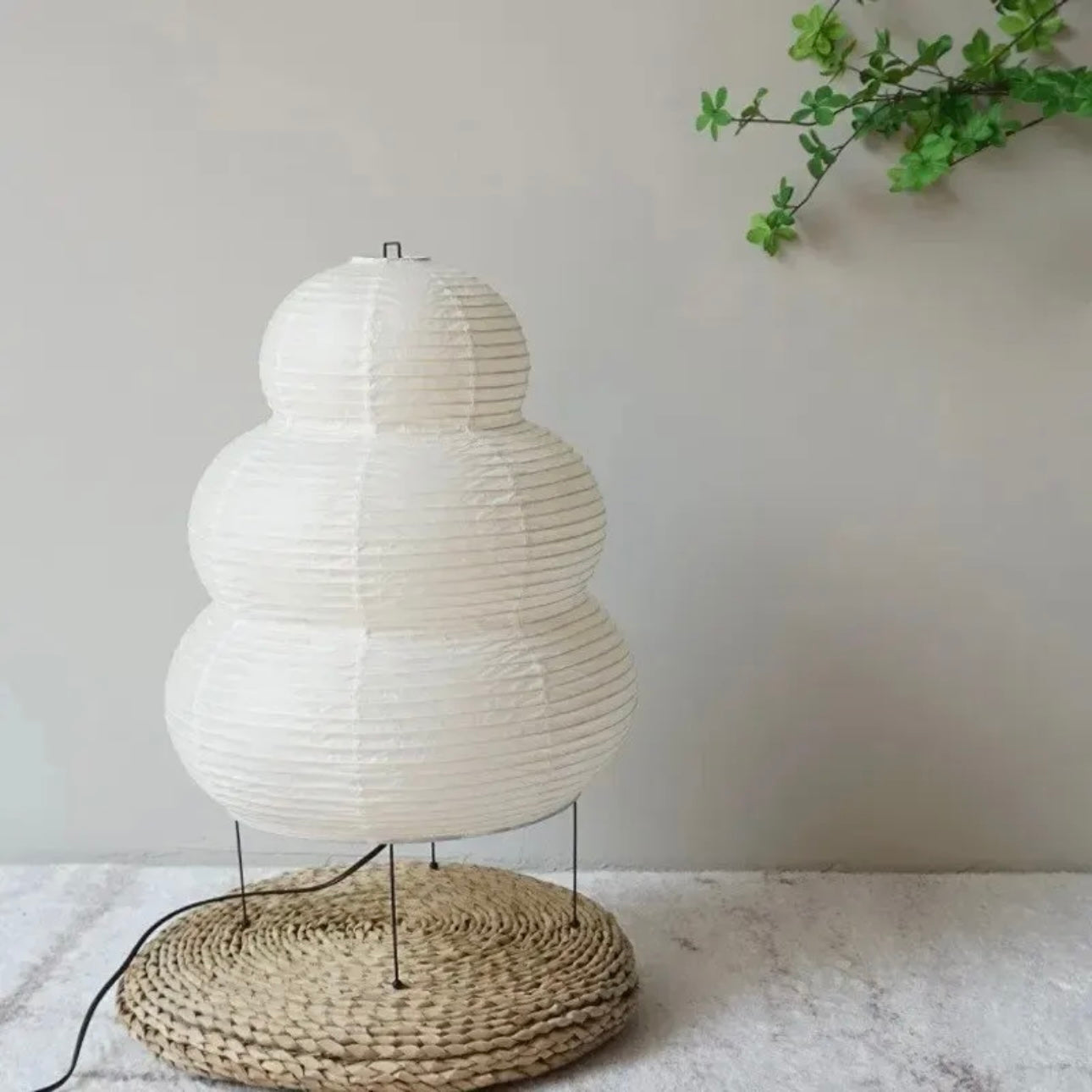 Lampa podłogowa z papieru ryżowego – Nowoczesna, elegancka lampa do salonu i sypialni, energooszczędne źródło światła E27 LED 4