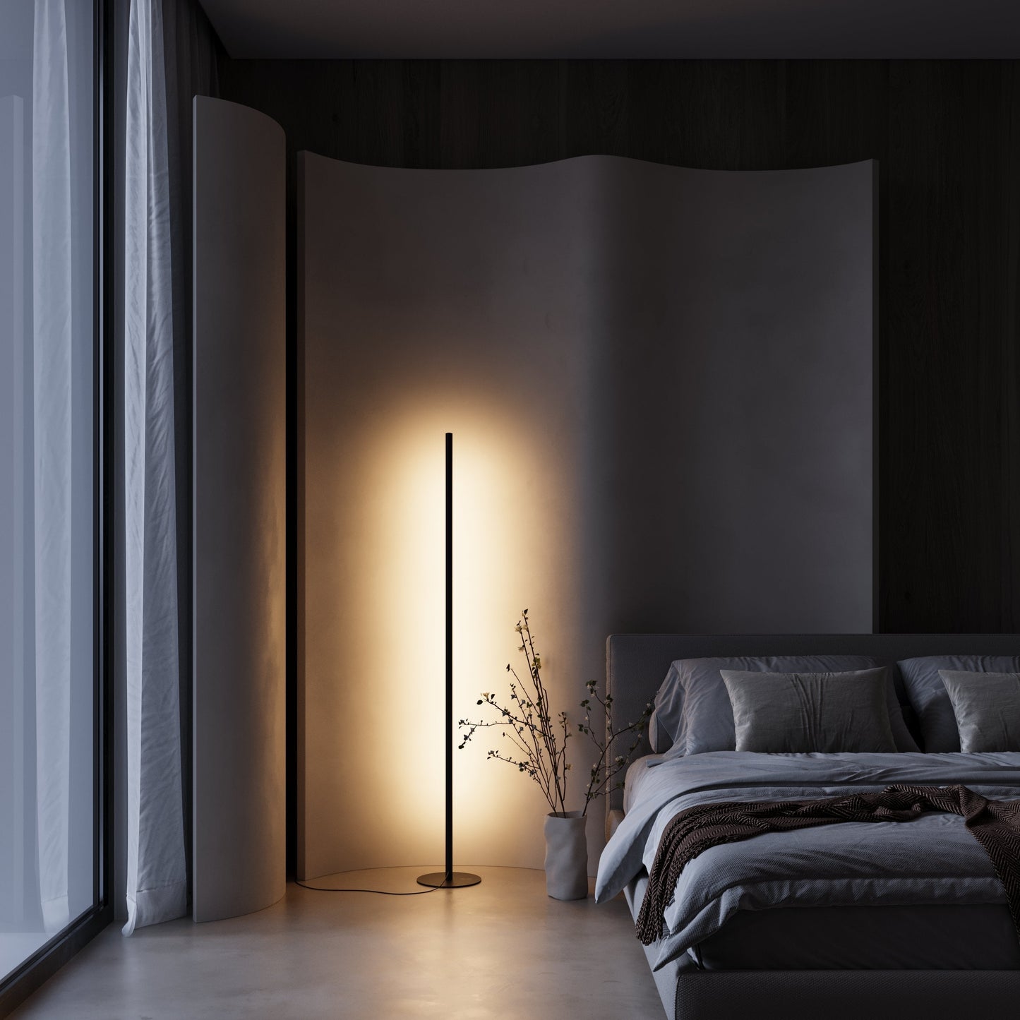 Lampa stojąca LED czarna – Nowoczesna lampa podłogowa do salonu z regulacją barwy światła i ściemnianiem za pomocą pilota 2