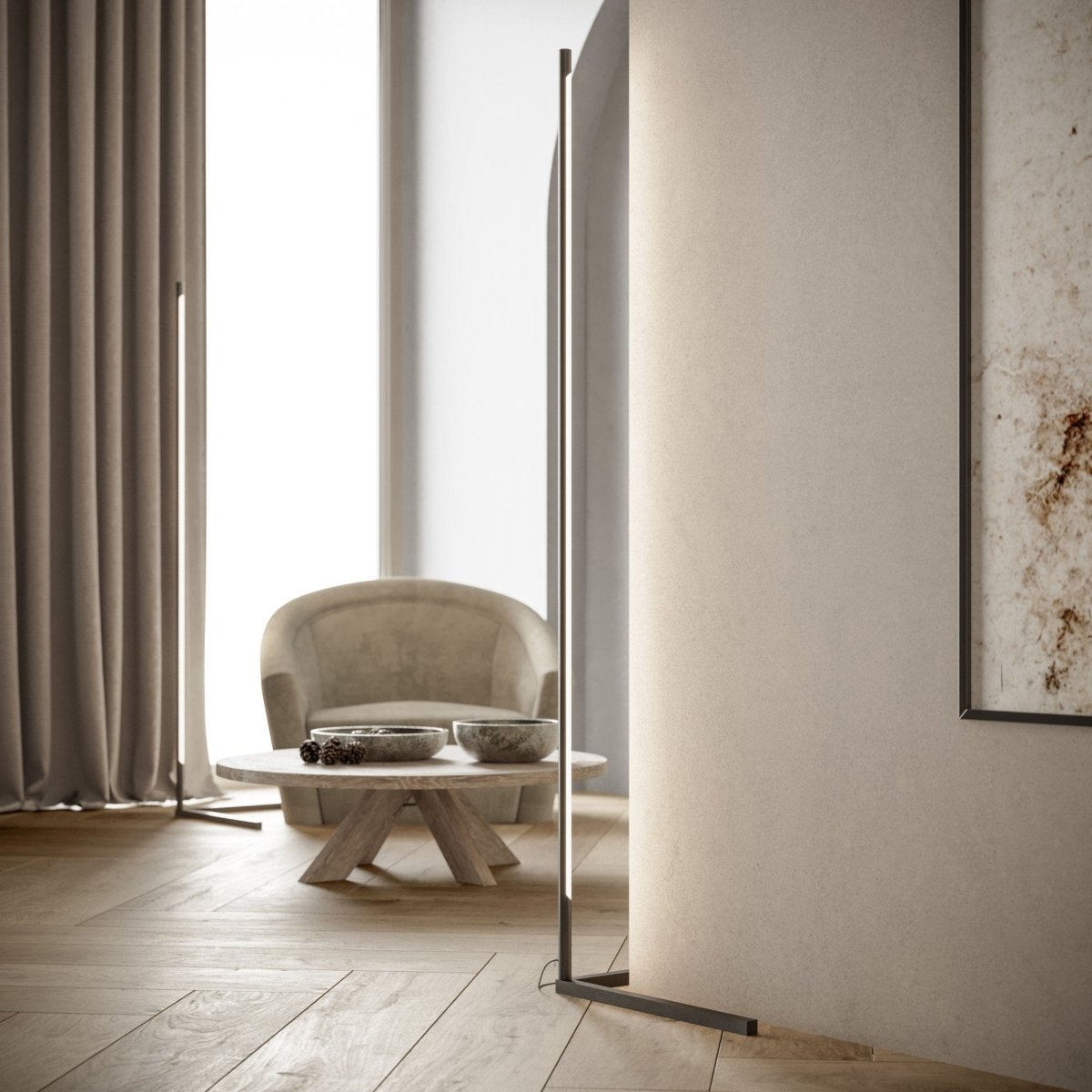 Lampa stojąca czarna LED – Minimalistyczna lampa do salonu z funkcją ściemniania, energooszczędne oświetlenie 2700K 0