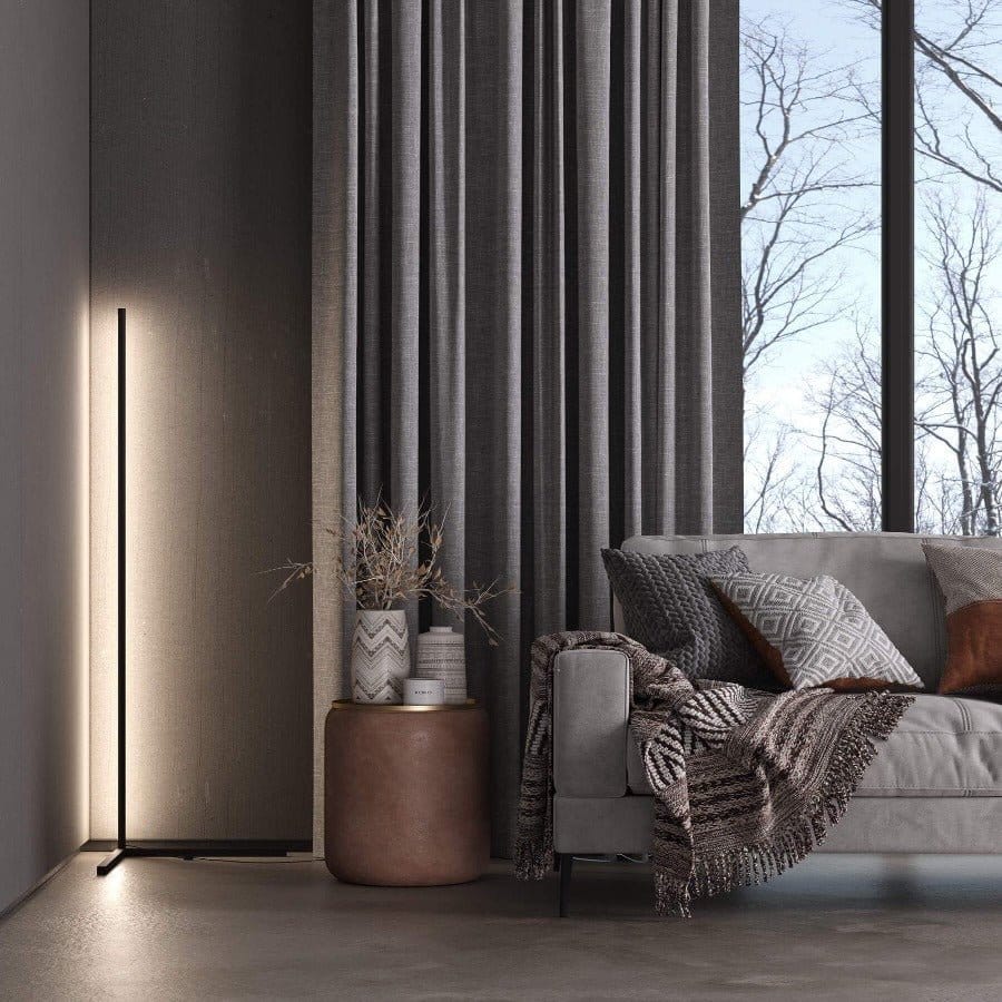 Lampa stojąca czarna LED – Minimalistyczna lampa do salonu z funkcją ściemniania, energooszczędne oświetlenie 2700K 8