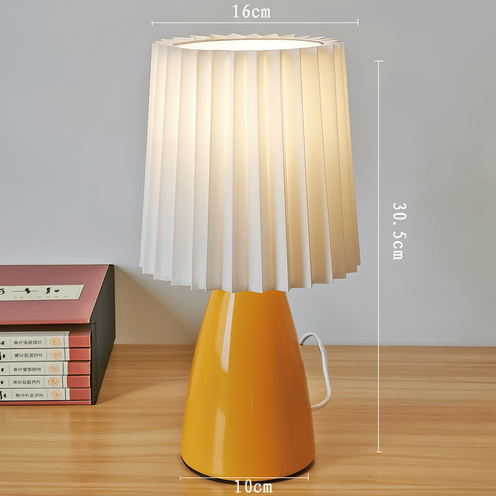 Lampka Biurkowa LED ConePleated z Ceramiczną Podstawą i Minimalistycznym Kloszem – Elegancka Lampka Nocna do Sypialni 5