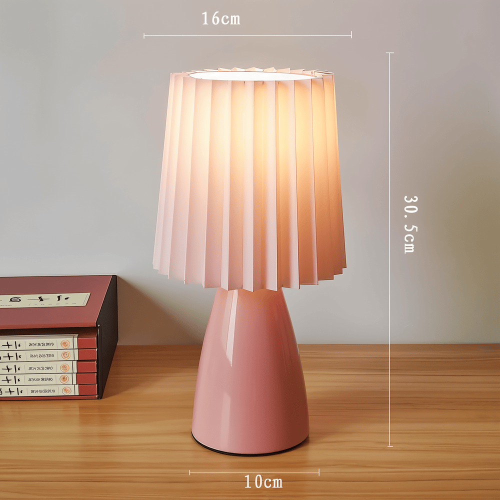 Lampka Biurkowa LED ConePleated z Ceramiczną Podstawą i Minimalistycznym Kloszem – Elegancka Lampka Nocna do Sypialni 7