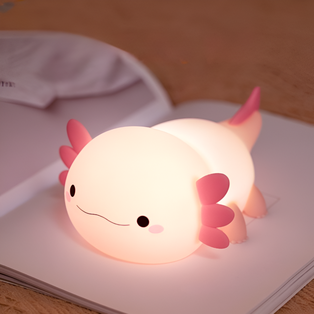 Lampka Nocna Axolotl dla Dzieci – Regulowana Silikonowa Lampa LED do Sypialni i Pokoju Dziecięcego z Ciepłym Światłem 1