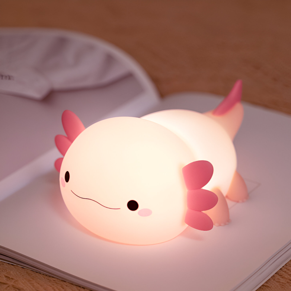 Lampka Nocna Axolotl dla Dzieci – Regulowana Silikonowa Lampa LED do Sypialni i Pokoju Dziecięcego z Ciepłym Światłem 2