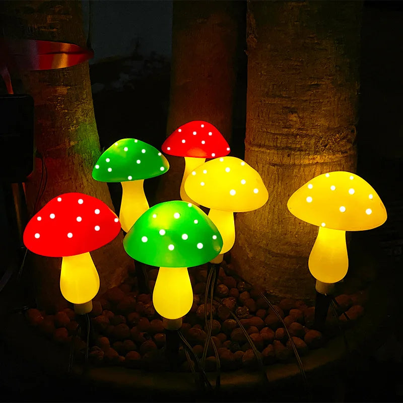 Lampki Ogrodowe Solarne w Kształcie Grzybów, 12 LED, 5m, Wodoodporne Oświetlenie Zewnętrzne do Ogrodu i Imprez 3