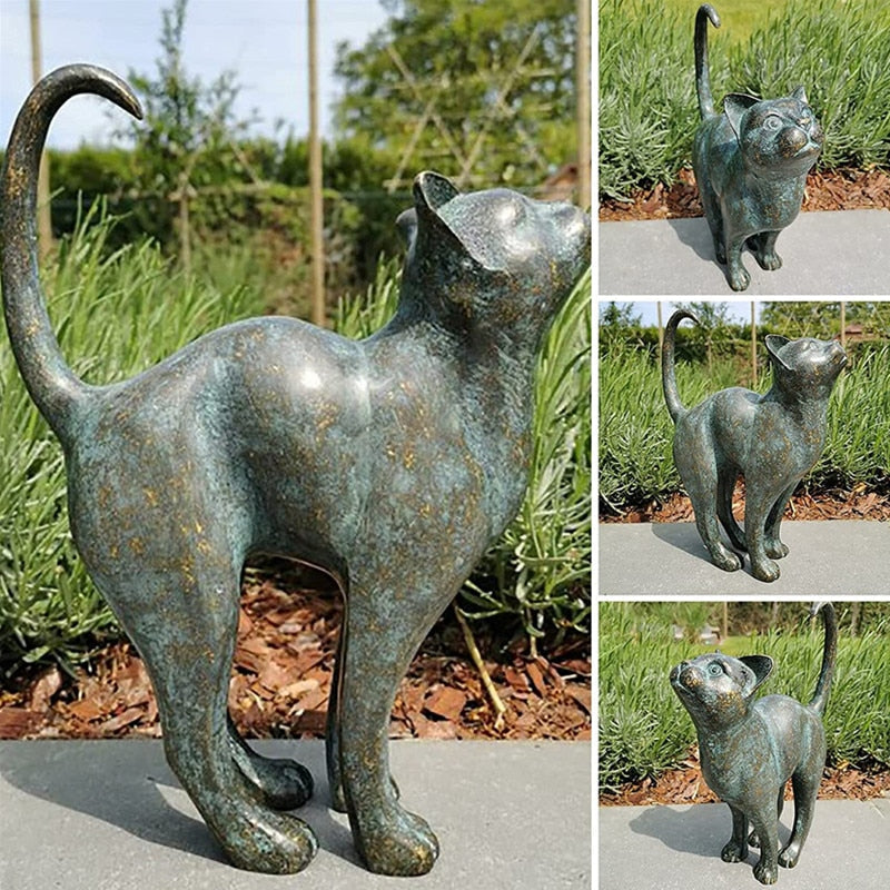 Miauw Aura Cat Lovers Garden Statuette - Odporna na warunki atmosferyczne figurka z żywicy poliestrowej do ogrodu i na taras. Dekoracyjna figurka kota. 0