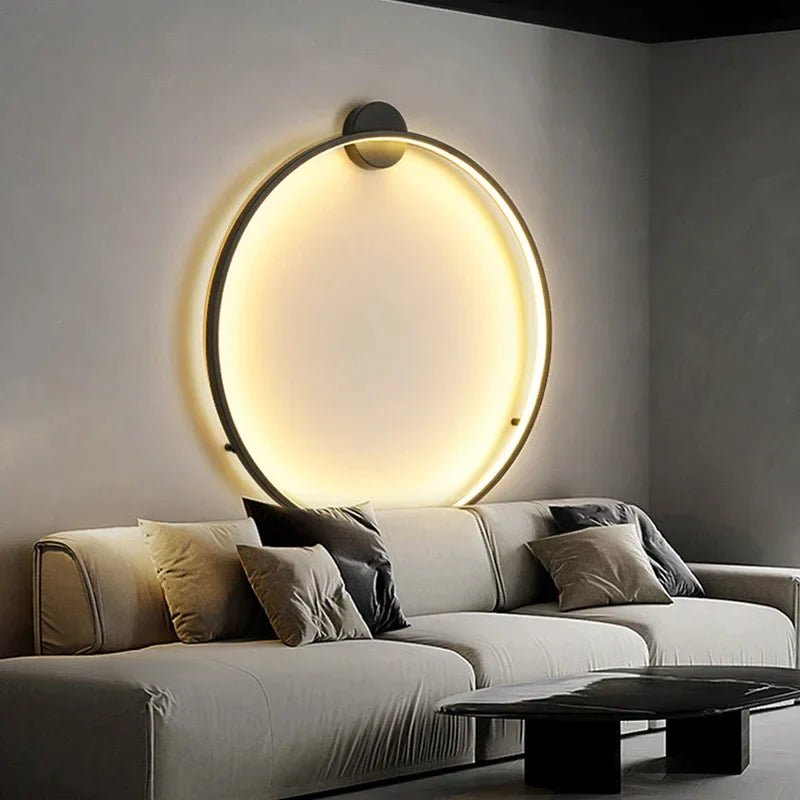 Minimalistyczna Lampa Ścienna LumiRing, Elegancki Kinkiet Okrągły z Delikatnym Oświetleniem do Wnętrz 0