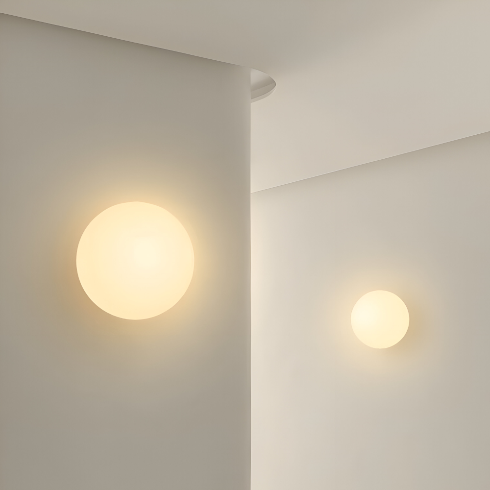 Minimalistyczny Kinkiet Ścienny Szklany – Elegancki Okrągły Kinkiet do Sypialni i Salonu, Matowe Szkło, Różne Rozmiary 5