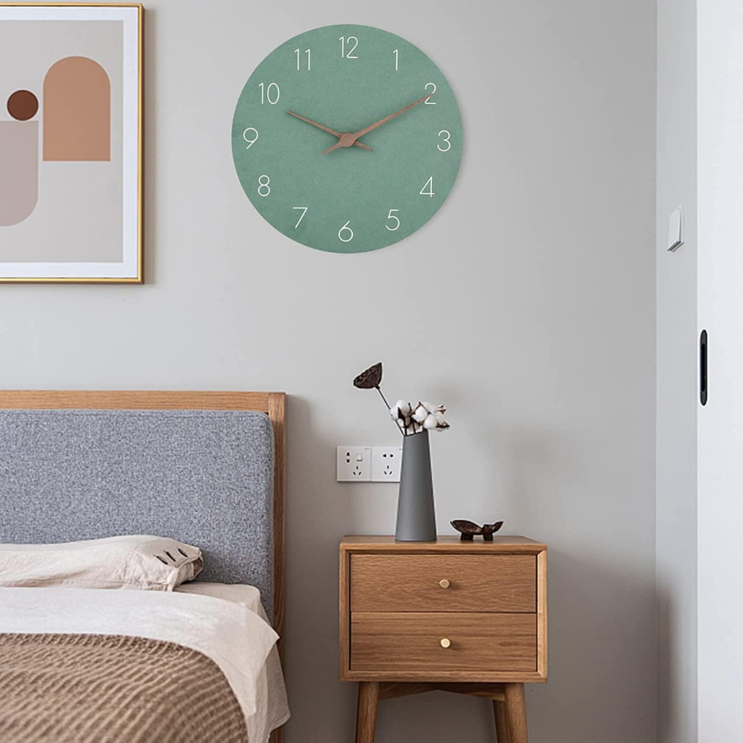 Minimalistyczny Zegar Ścienny z Drewnianą Ramą – Cichy Zegar na Ścianę do Salonu, 29 cm 2