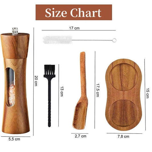 Młynek elektryczny do soli i pieprzu – Drewniany młynek do przypraw z ceramicznym rdzeniem, elegancki i funkcjonalny do kuchni 1
