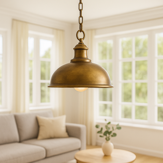 Mosiężna Lampa Vintage – Klasyczny Akcent do Salonu, Elegancka Wisząca Lampa z Ciepłym Światłem, Oświetlenie do Salonu 0