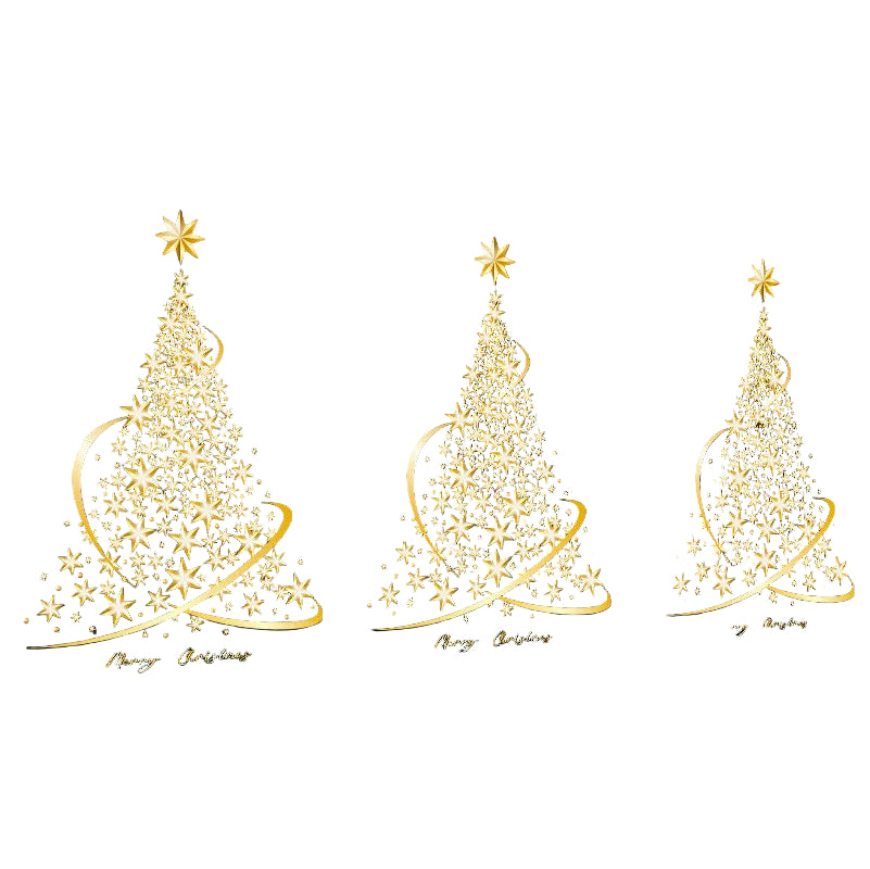 Naklejki Okienne na Święta z Motywem Choinki – Złote, PVC, 60x45 cm, Łatwe w Aplikacji i Usunięciu 2