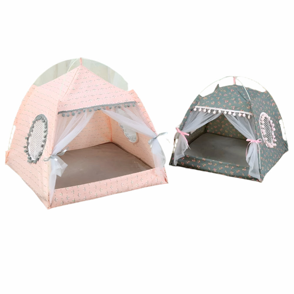 Namiot dla Zwierząt z Zasłonami – Przytulne Miejsce dla Kota lub Małego Psa, Wykonany z Miękkich Materiałów, Rozmiary S-XL 5