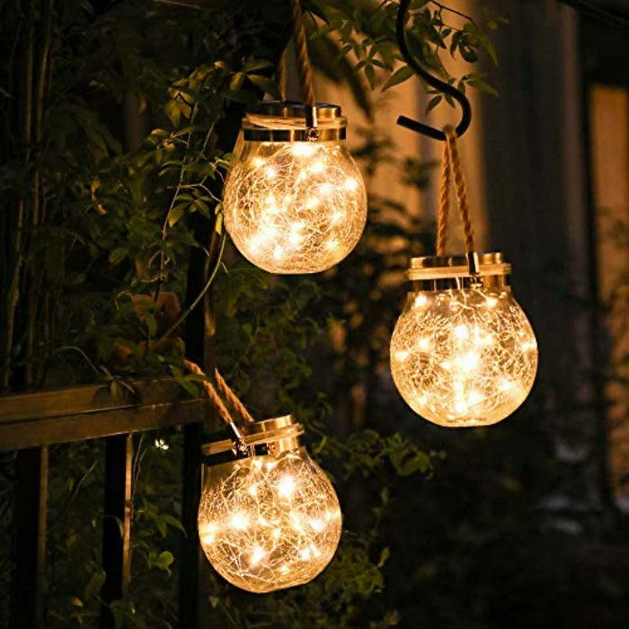 Nowoczesna Lampa Ogrodowa Stojąca Szklana z Wzorem Lodu – Energooszczędne Lampy do Ogrodu, Freestanding, 3 Sztuki 3