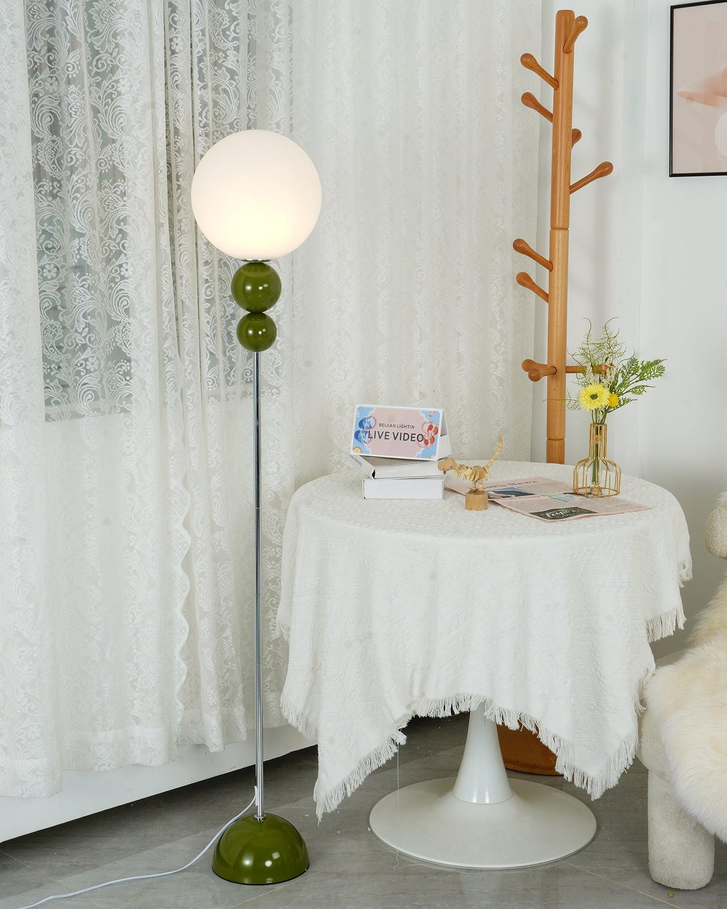 Nowoczesna Lampa Podłogowa z Metalu i Szkła – Elegancka Lampy Podłogowe do Salonu i Biura, Ø 25cm, Wysokość 150cm 6