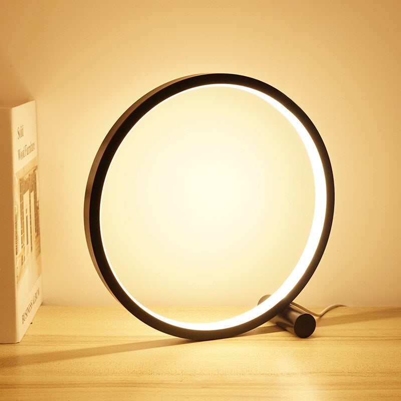 Nowoczesna Lampa Stołowa LED z Ściemniaczem – Okrągła Aluminiowa Lampa Stołowa do Salonu i Sypialni 1