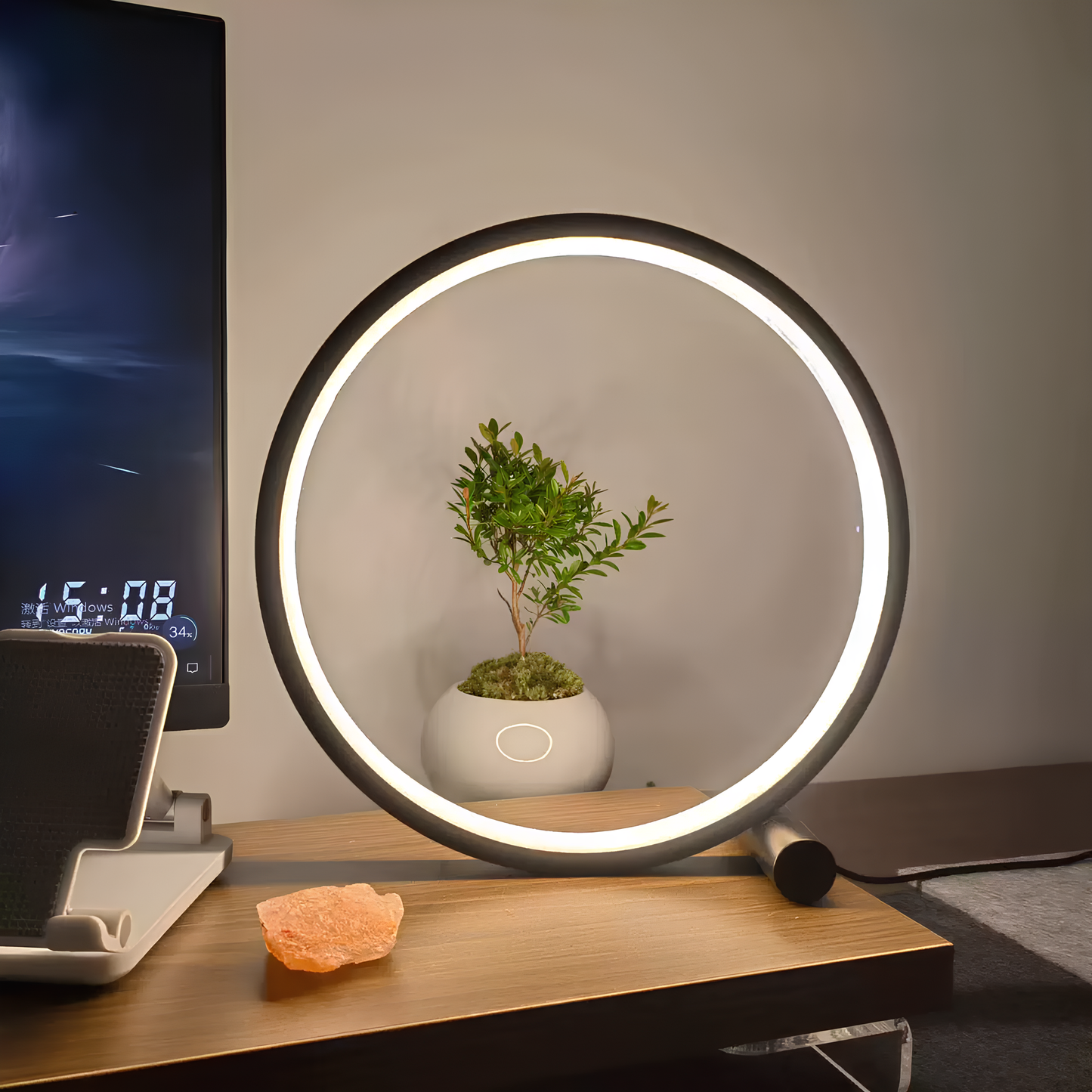 Nowoczesna Lampa Stołowa LED z Ściemniaczem – Okrągła Aluminiowa Lampa Stołowa do Salonu i Sypialni 4