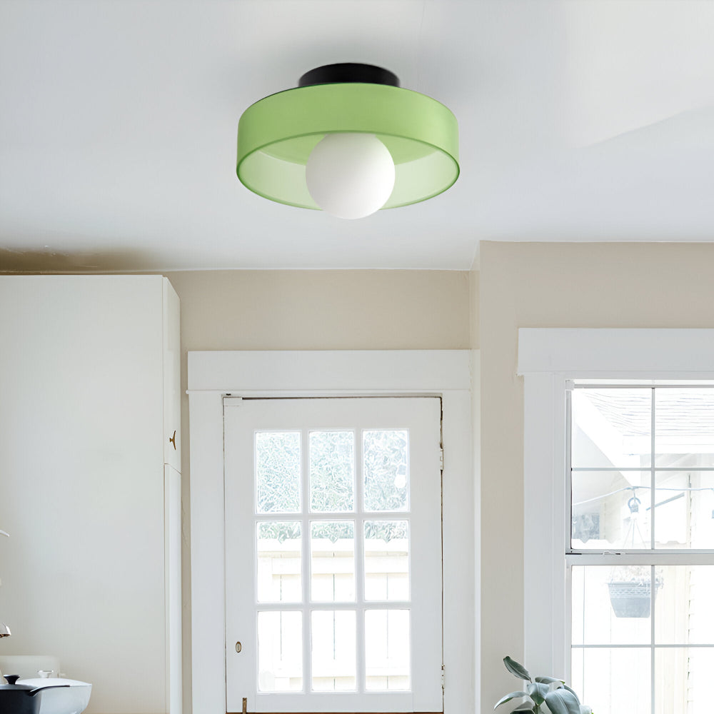 Nowoczesna Lampa Sufitowa LED Okrągła do Salonów i Sypialni, Energooszczędna, Elegancka, D25cm, Szkło-Kamień 4