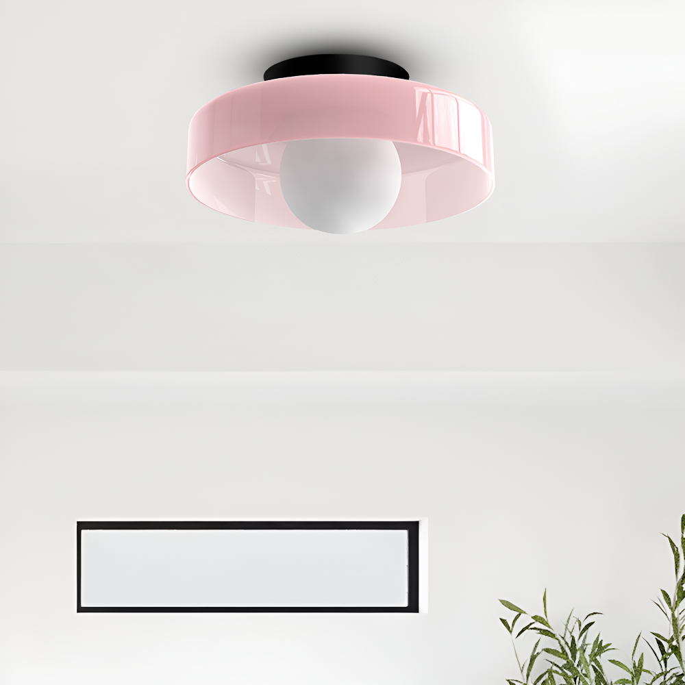 Nowoczesna Lampa Sufitowa LED Okrągła do Salonów i Sypialni, Energooszczędna, Elegancka, D25cm, Szkło-Kamień 5
