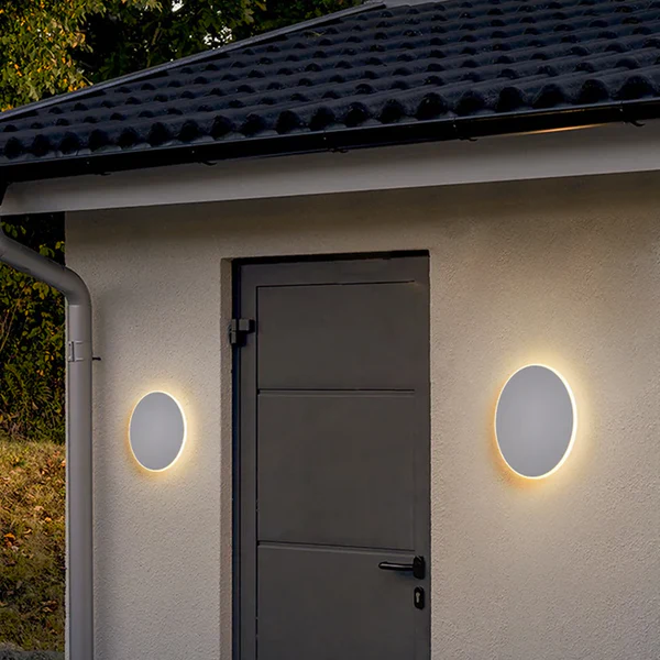 Nowoczesna Okrągła Lampa Ogrodowa LED z Metalową Ramą, Energooszczędna, IP65, Do Ogrodu i Tarasu, Biała/Czarna 6