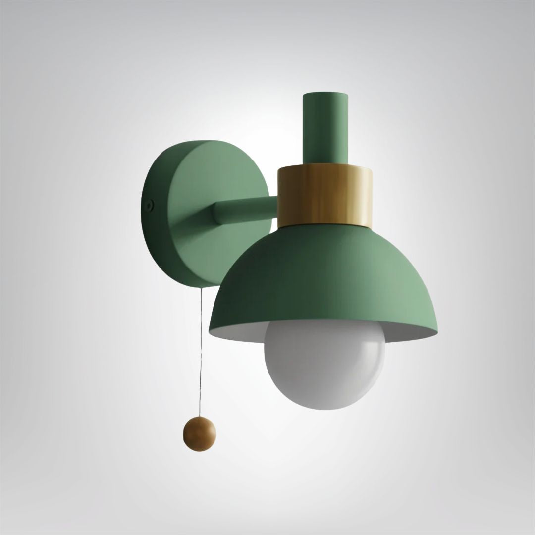 Nowoczesna lampa LED ścienna z drewnianym włącznikiem – Idealna do salonu, sypialni i przedpokoju 1