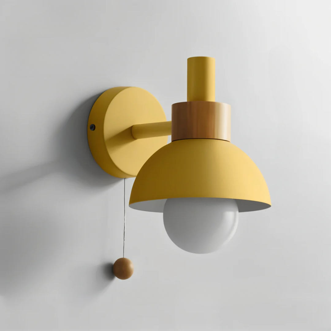 Nowoczesna lampa LED ścienna z drewnianym włącznikiem – Idealna do salonu, sypialni i przedpokoju 9