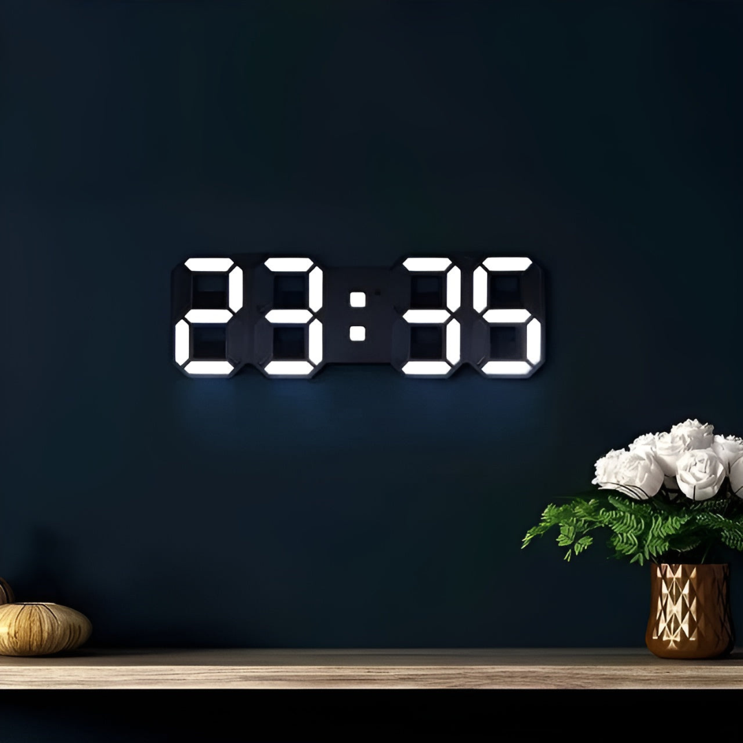Nowoczesny Zegar Ścienny LED 3D – Cyfrowy Zegar na Ścianę do Salonu i Biura, Minimalistyczny Design 2