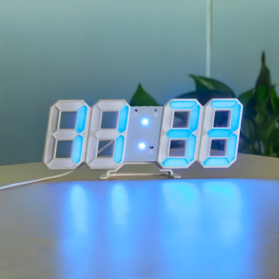 Nowoczesny Zegar Ścienny LED 3D – Cyfrowy Zegar na Ścianę do Salonu i Biura, Minimalistyczny Design 3
