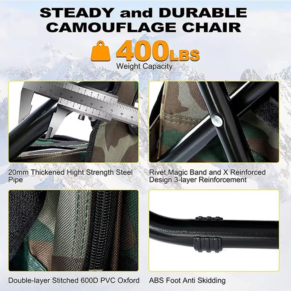 Plecak Kamuflażowy 3 w 1 z Krzesłem i Komorą Chłodzącą – Wodoodporny, Idealny na Wyprawy, Wędkarstwo, Kemping 6