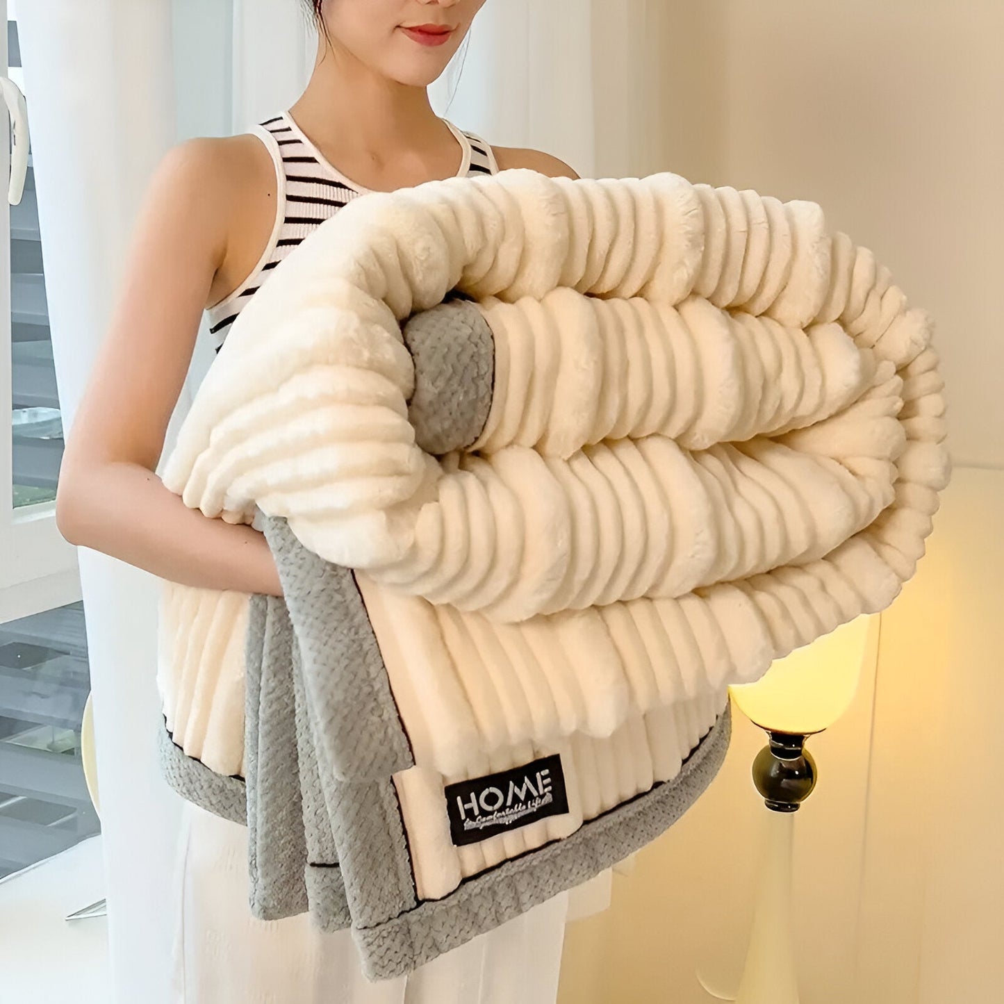 Pled w Paski 100% Poliester 150x200 cm – Stylowy Pled na Łóżko i Kanapę, Ciepły i Trwały, Idealny na Cały Rok 8