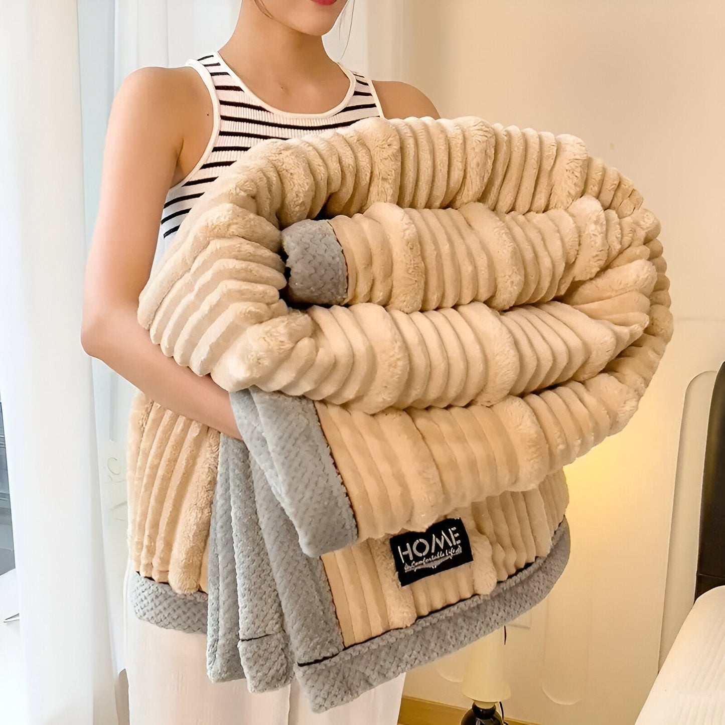 Pled w Paski 100% Poliester 150x200 cm – Stylowy Pled na Łóżko i Kanapę, Ciepły i Trwały, Idealny na Cały Rok 9