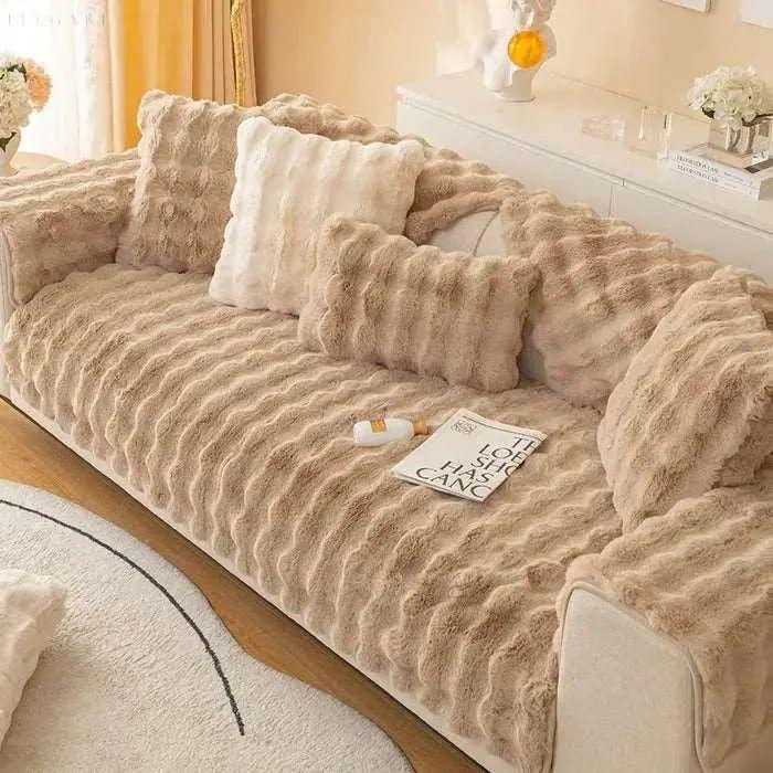 Pokrowiec na sofę z pluszu – Miękki, antypoślizgowy materiał do ochrony i stylizacji mebli w salonie 7