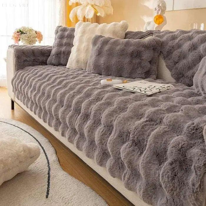 Pokrowiec na sofę z pluszu – Miękki, antypoślizgowy materiał do ochrony i stylizacji mebli w salonie 9