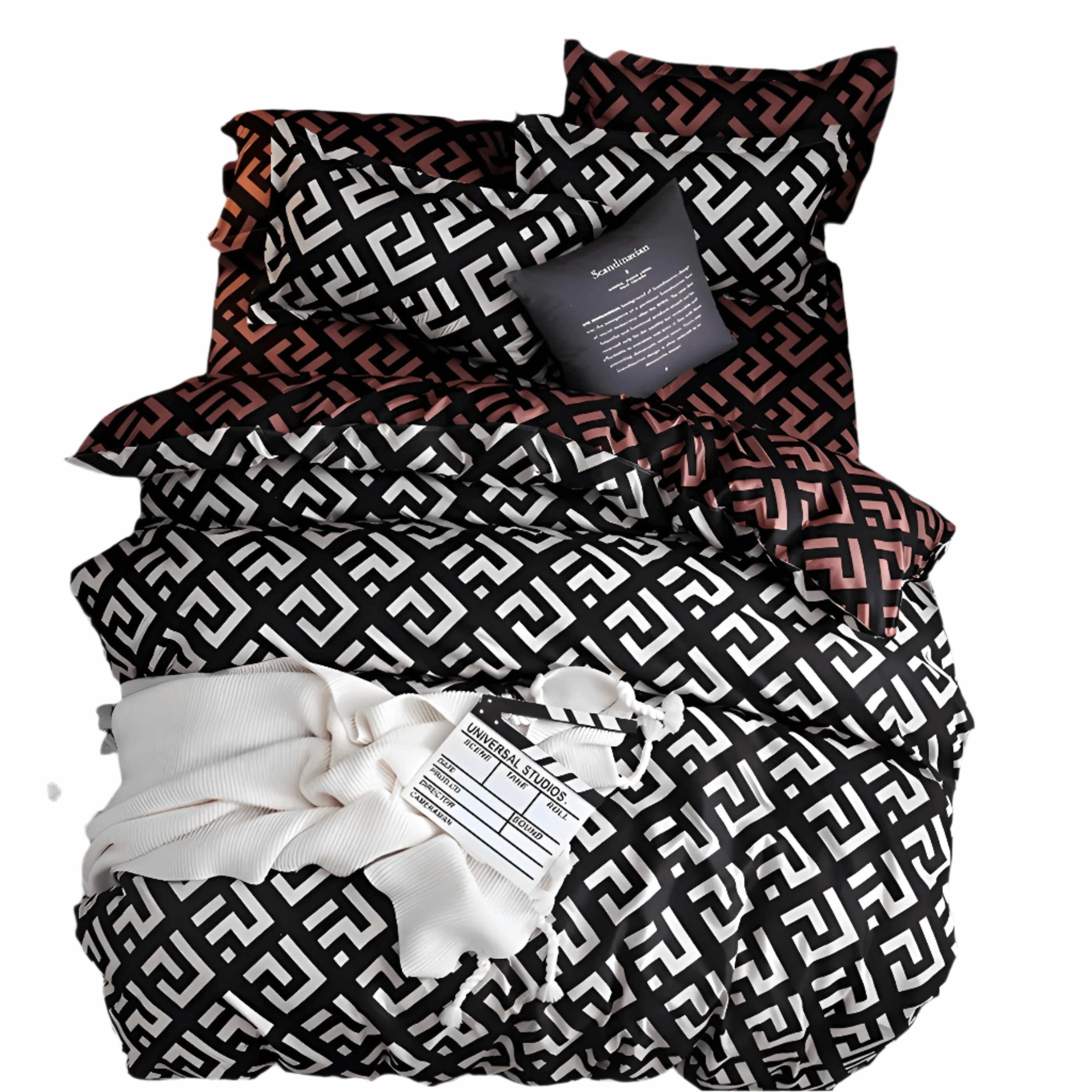 Pościel bawełniana 160x200 – Elegancki komplet z czarnymi poszewkami na kołdrę i poduszki, komfort i styl w sypialni 1