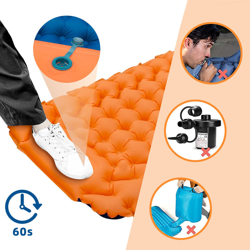 Przenośna Matratka Campingowa dla 2 Osób z Wbudowaną Pompą – Lekka, Kompaktowa, Nylon 40D, Ciemnoniebieska 6