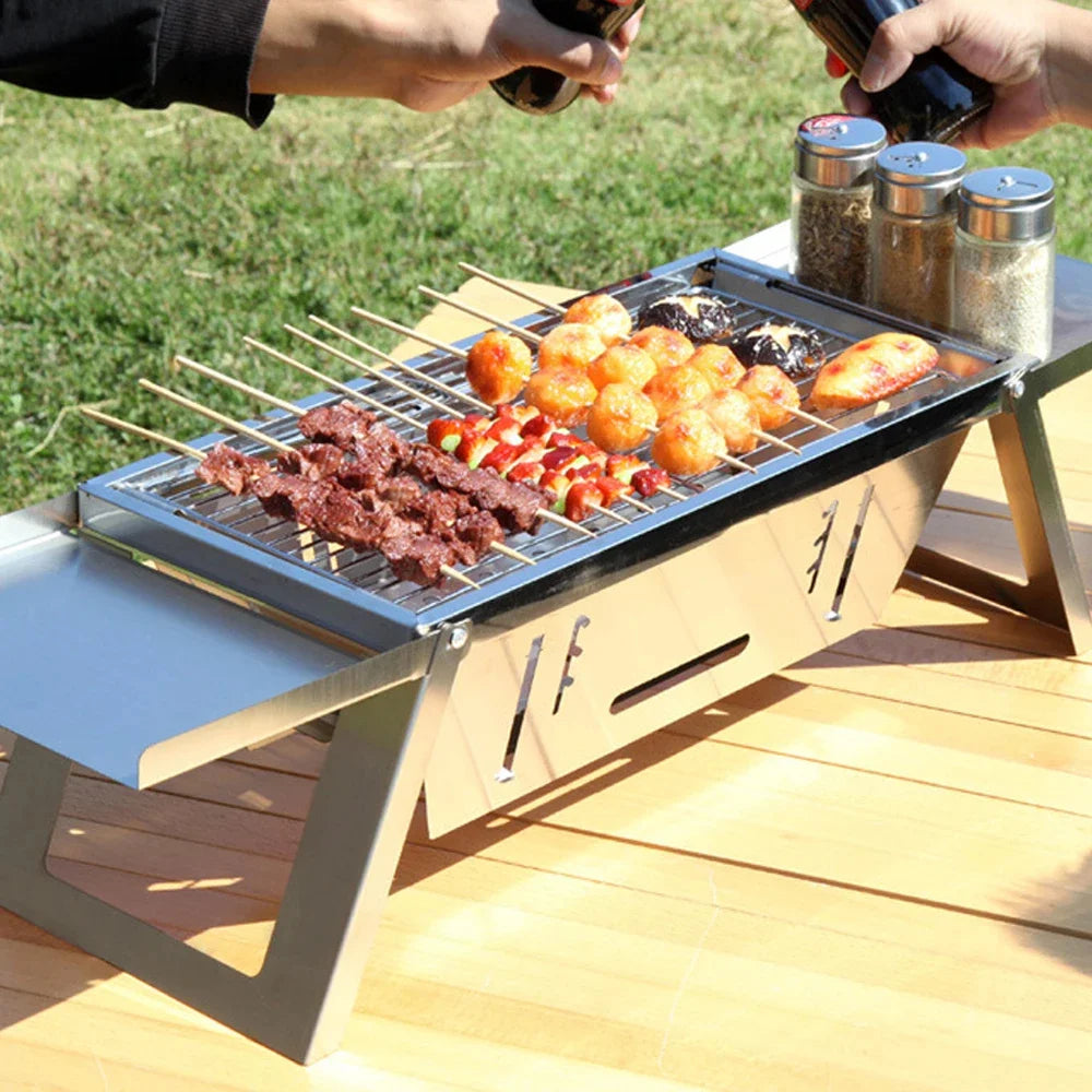 Przenośny Grill Węglowy z Regulowaną Wysokością – Lekki i Kompaktowy Grill BBQ do Campingów i Pikników 6