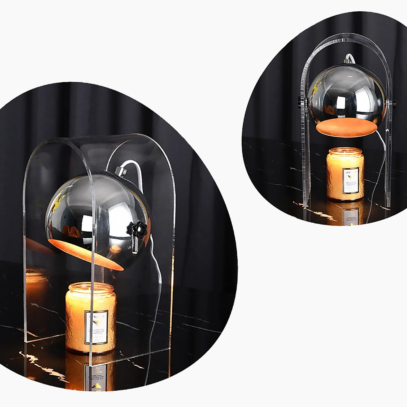 Przezroczysta Lampka Stołowa z Regulacją Jasności - Elegancki Podgrzewacz do Świec, Nowoczesny Design, Idealna do Przytulnych Wnętrz 4