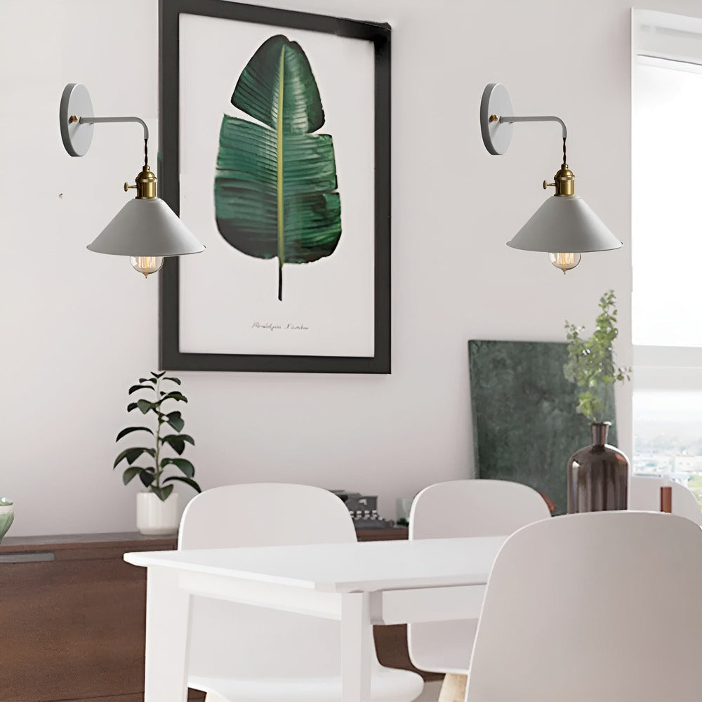 Retro Kinkiet Ścienny w Stylu Vintage z Metalowym Stożkiem – Elegancka Lampa na Ścianę do Salonów i Sypialni 7